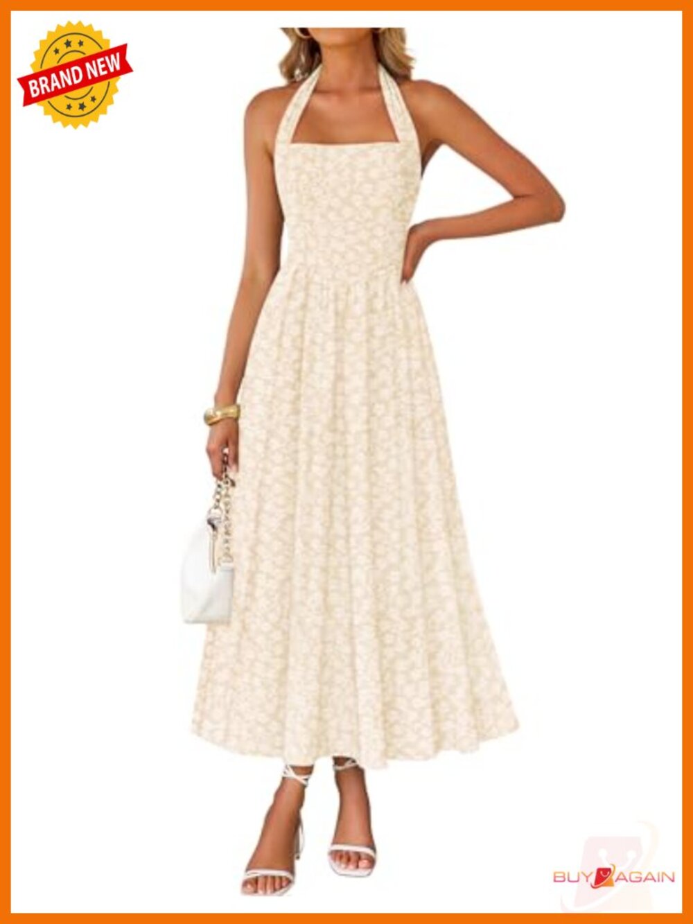 Sleeveless Halter Floral Maxi Dress Women Summer Wedding Guest Cocktail